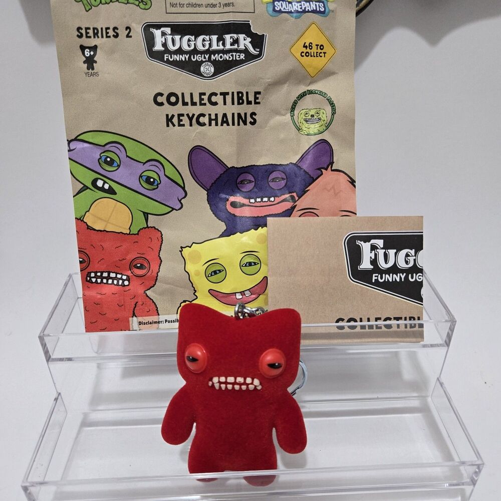 New Fuggler Series 2 Bag Clip Keychain Red Flocked Munch Munch Key Charm